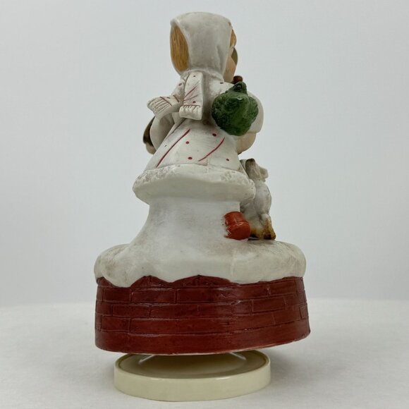 Vintage Rotating Music Box Figurine Children Dog Ceramic Plays O Christmas Tree - Picture 6 of 12